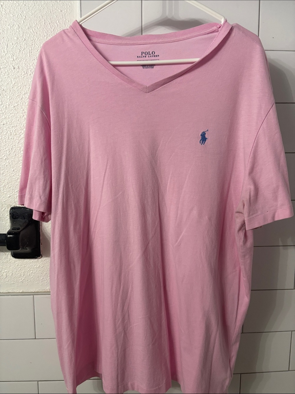 Polo by Ralph Lauren Pink V-Neck Tee with Blue Pony